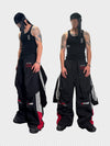 Double Waistband Two-In-One Black-Red Racing Pants