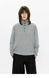 30% Wool Double Collar Polo Tops