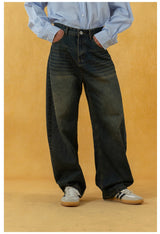 Men's Distressed Blue Wide Leg Jeans