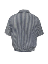 Dark Blue Striped Ruched Shirt
