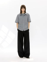 Men's Double-layered Short-sleeved Plaid Linen Shirt