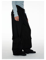 Dual Pocket Pleated Straight Flared Pants
