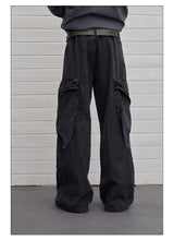 Vintage Deconstructed Washed Wide Leg Jeans