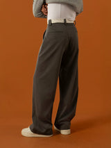 Men's Black-Grey Double Waistband Casual Pants