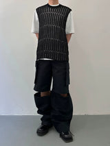 Assorted Colors Tree Cutout Knit Vest