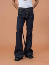 Men's Dark Blue Slim Flared Jeans