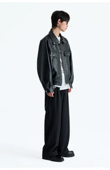 Vintage Faux Leather Multi-Pocket Cropped Jacket