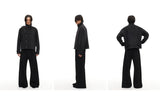 Collared Buttoned Adjustable Waist Wool Jacket