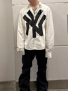 Oversized White Long-Sleeve NY Tape Shirt