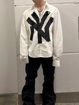 Oversized White Long-Sleeve NY Tape Shirt