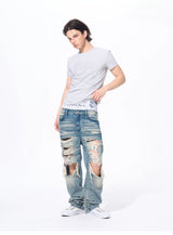Men’s Rhinestone Skull Striped Tees