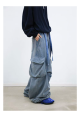 Double Waist Splatter Distressed Cargo Sweatpants