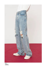 Men's Distressed Baggy Straight Jeans