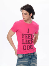 Men's Rhinestone Letter Crew Neck Tees