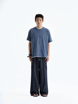 Indigo Denim-Style Drawstring Waist Cargo Pants