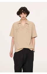 Embroidered Seagull V-neck Polo Shirts
