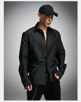 Long Sleeve Ribbed Point Collar Shirt