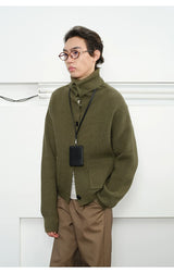 Men's High Neck Wool Cardigan