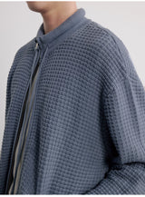 Quilted Drawstring Waffle Knit Cardigan Multi