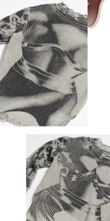 Distressed Knight Armor Print Sweater