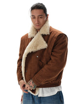 Vintage Lamb Lapel Moto Puffer Coat
