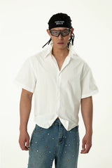 Unisex Loose White Cropped Short-sleeve Shirts