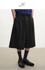 Houndstooth Pleated Capri Pants