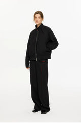 Oil-Lined Color Block Straight Equestrian Pants