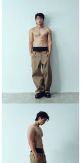 Colorblock Khaki Wide Leg Pants