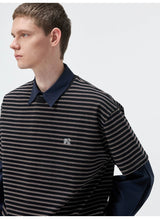 Short Sleeve Striped Embroidered Cotton Tee