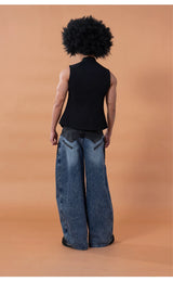 Men's Blue Wide Leg Distressed Jeans
