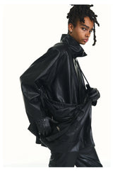 Leather Crossbody Bag with Metal Plaque