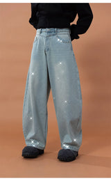 Men's Vintage Blue Riveted Sequin Jeans