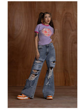 Slim Purple Heart Skeleton Rhinestone Tee