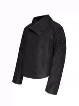 Jacquard Wide Lapel Asymmetric Zipper Jacket