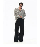 Textured Black White Checkered Utility Shirt
