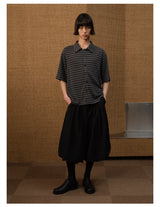 Loose Striped Knit Short-Sleeve Shirts