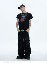 Washed Distressed Baggy Carpenter Jeans