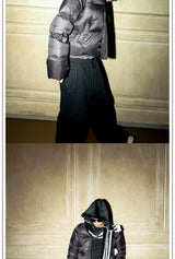 Black Short Down Stand Collar Jacket
