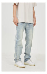 Cleanfit Distressed Light Wash Straight Jeans
