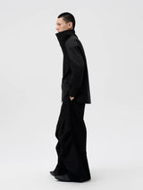 Black Oversized Stand Collar Shirt Jacket