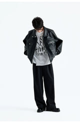 Vintage Faux Leather Multi-Pocket Cropped Jacket