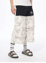 Men's Patchwork Ripped White Camo Pants