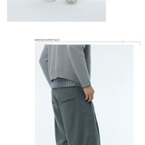 Unisex Grey Frayed Straight Leg Pants