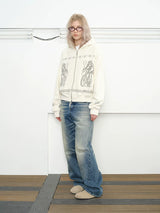 Fair Isle Print Zip Hoodie
