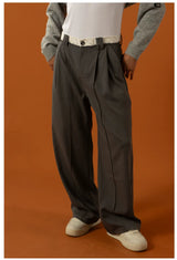 Men's Black-Grey Double Waistband Casual Pants