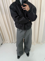 Black Gray Wide Leg Dress Pants