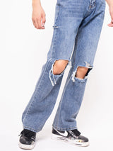 Men's Loose Straight Distressed Vintage Jeans