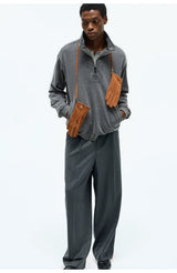 Merino Wool Casual Pleated Straight Pants