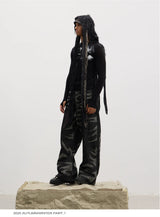 Tiger Print Curved Denim Jeans